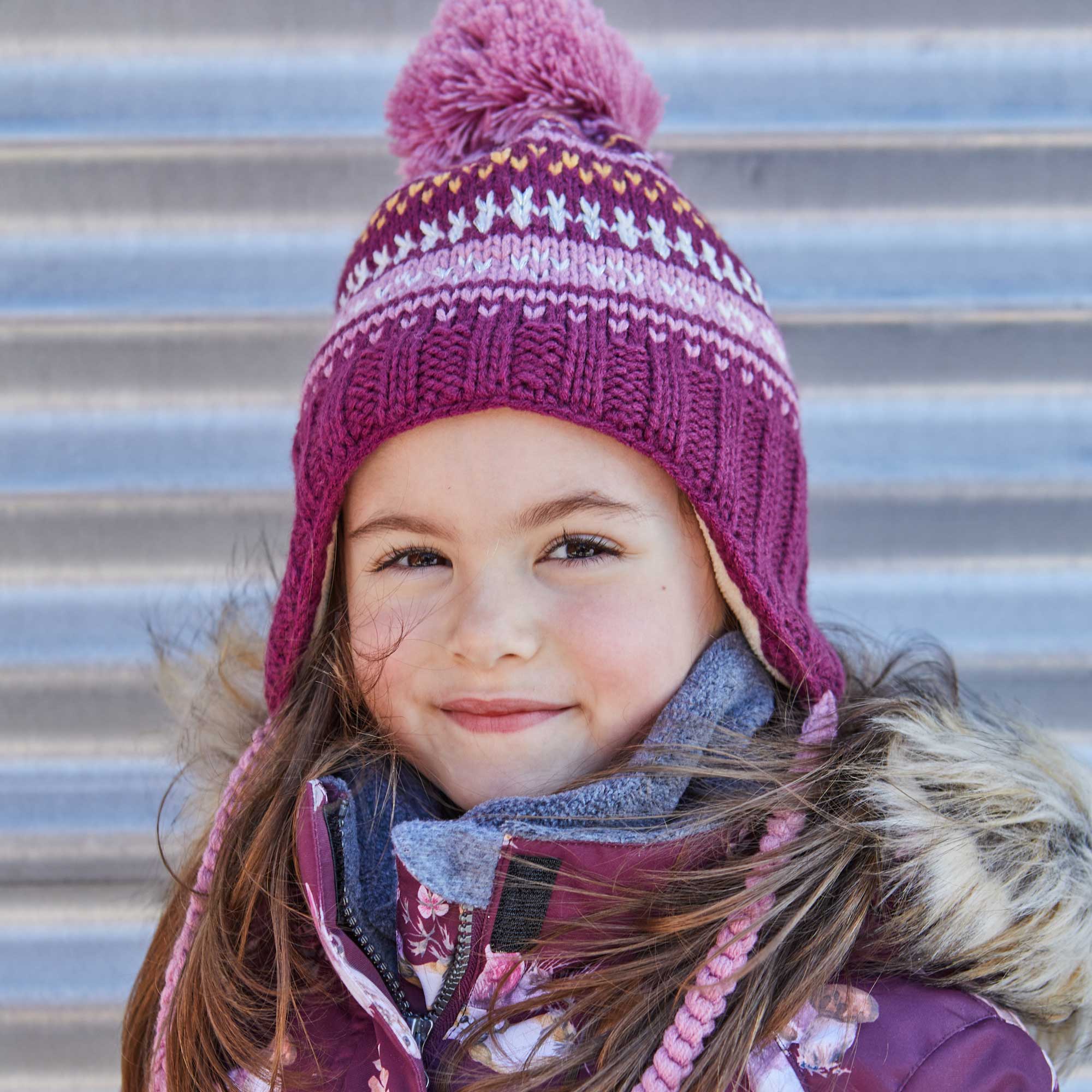 Striped Earflap Knit Hat