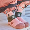 Jacquard Ski Socks Pink, Brown And Green