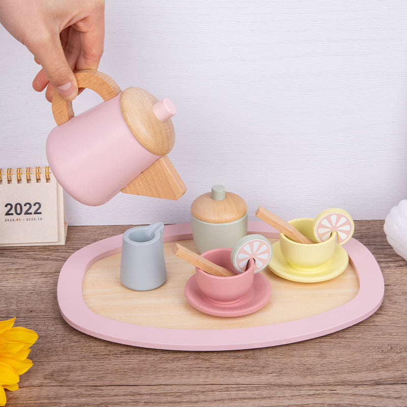 Wooden Children's Play House Tea Set
