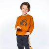 Long Sleeve Top Brown Yellow And Heather Grey