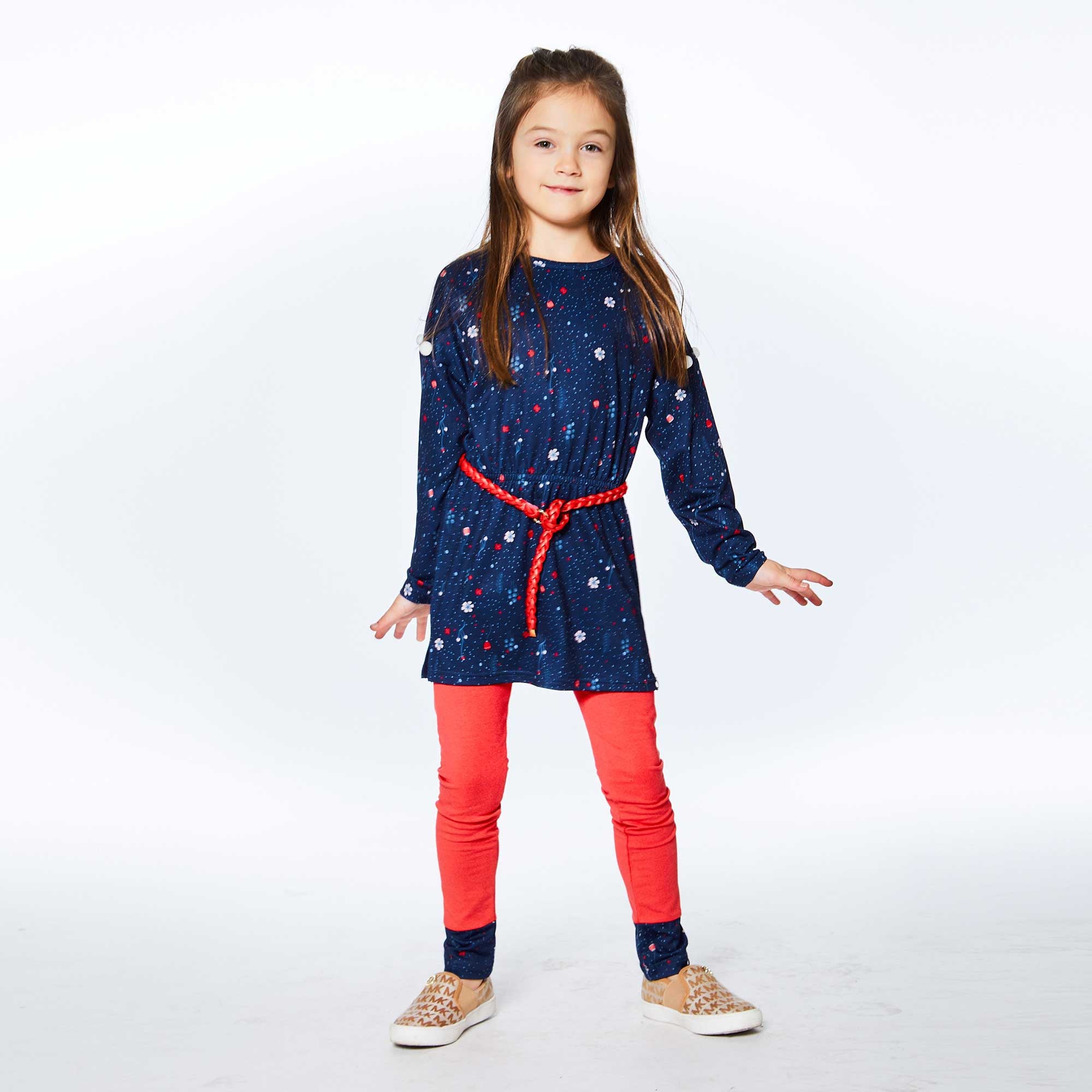 Cut And Sew Cotton Legging Red And Navy