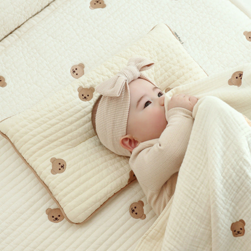 Embroidery Baby Breathable  Flat Head Shaping Pillow