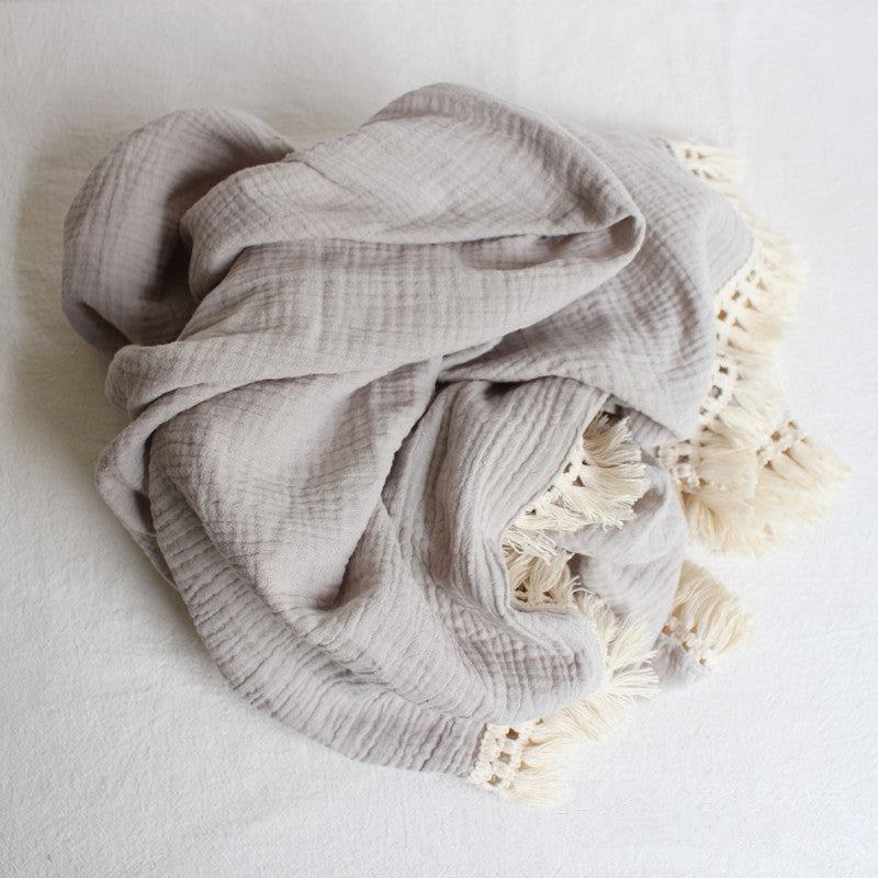 New Born  Double Gauze  Tassel Blanket